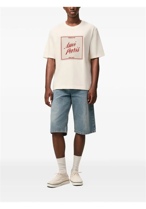 t-shirt heritage print uomo bianca AMI PARIS | UTS385.726136